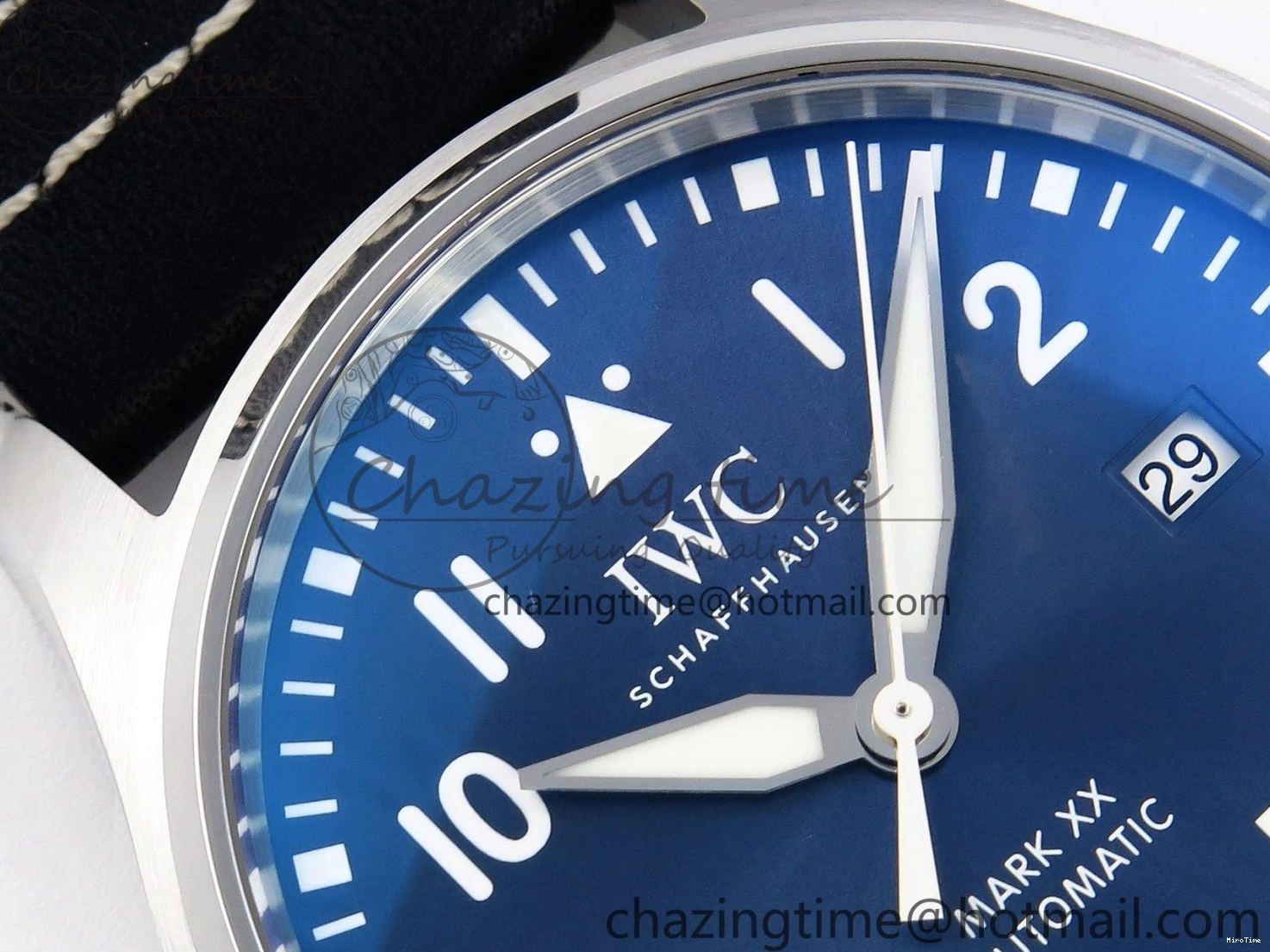 MIROTIME 1231 Pilot Mark XX IW328203 ZF 1:1 Best Edition Blue Dial on Dark Blue Leather Strap A Snug 7024